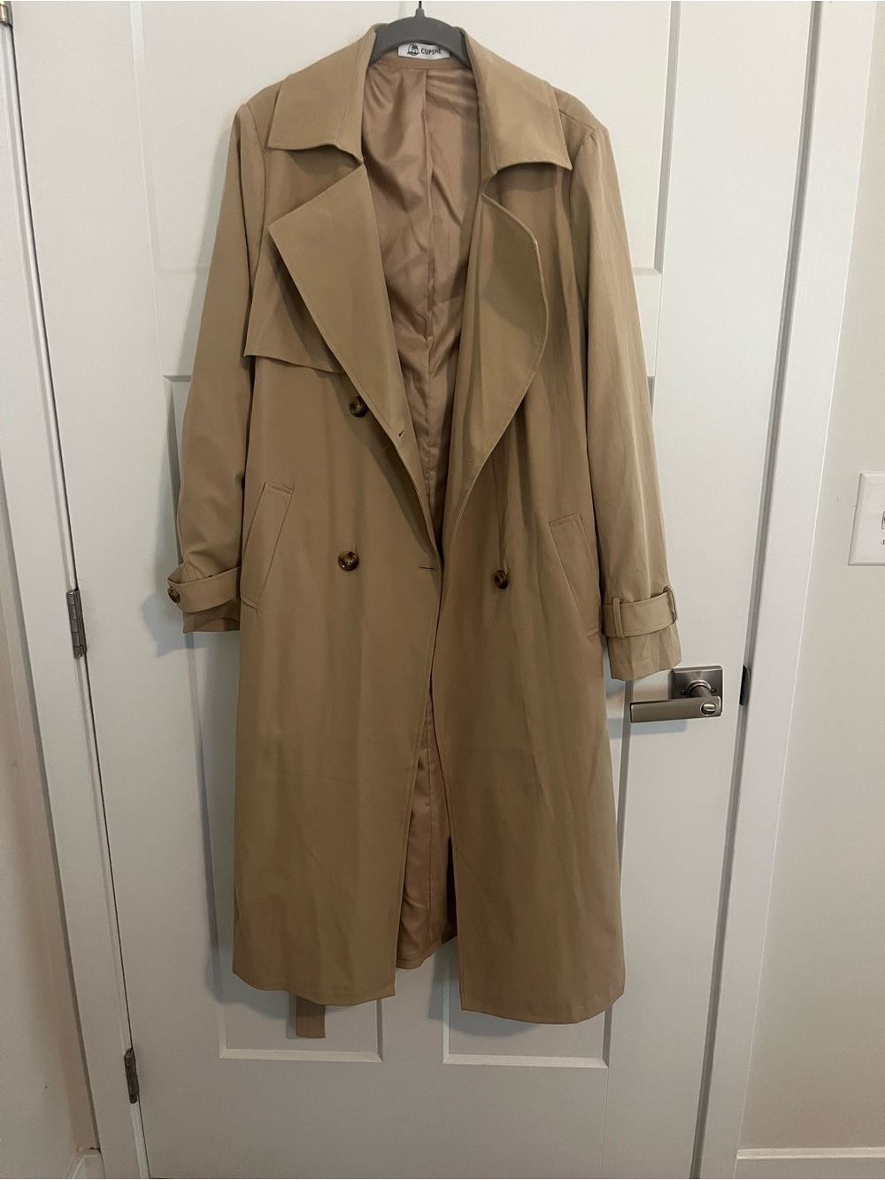 Cupshe Tan Double-Breasted Trench Coat